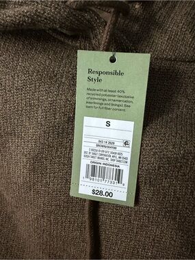 Men's Brown Knit Sweater - Responsible Style size small nwt